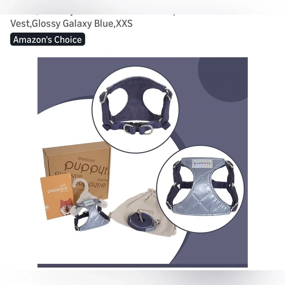 New- Puppytie  Galaxy Blue Dog Harness and Leash Set Lightweight  safest Set